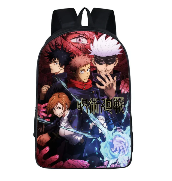 Bolsa de Viagem Bolsa de Ombro para Estudantes Anime Jujutsu Kaisen Yuji Itadori Padrão Mochila Bookbag Alta Capacidade Meninas Meninos