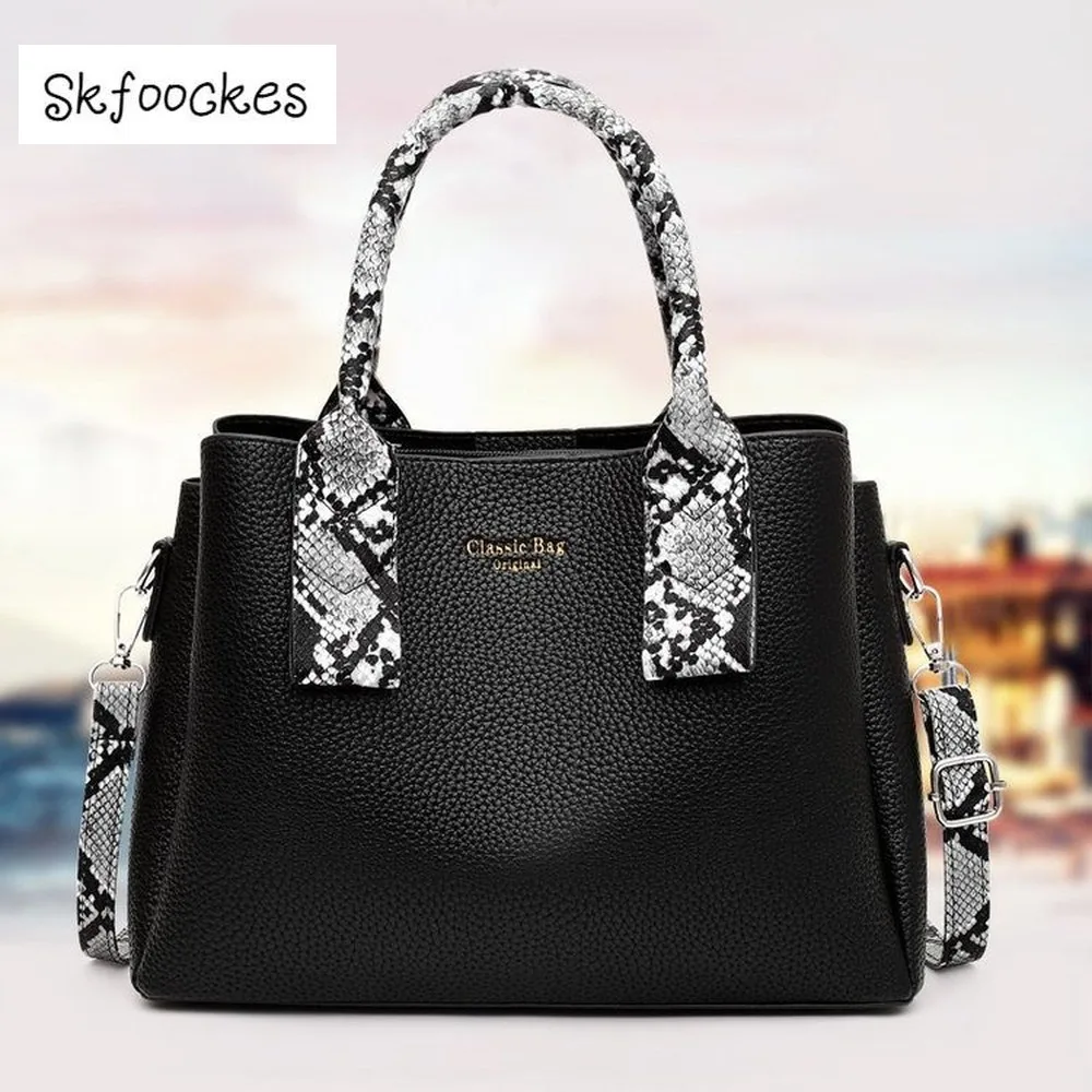 

Skfoocks Women's Bag 2020 New Women Handbag Fashion Litchi Pattern Shoulder Bag Messenger Bag for Women with Snake Pattern