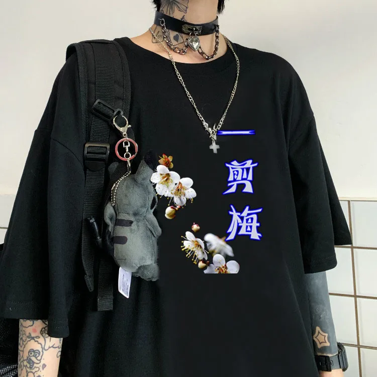 

woman tshirts harajuku ropa mujer tops vintage Funny tee Short sleeve summer plum flower kpop aesthetic oversized female clothes