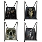 Рюкзак с принтом черепа смерти для мужчин и женщин, дорожная сумка с завязками для мраморного Жнеца, сумка для книг для мальчиков и девочек, холщовые мешки для хранения держатель для обуви