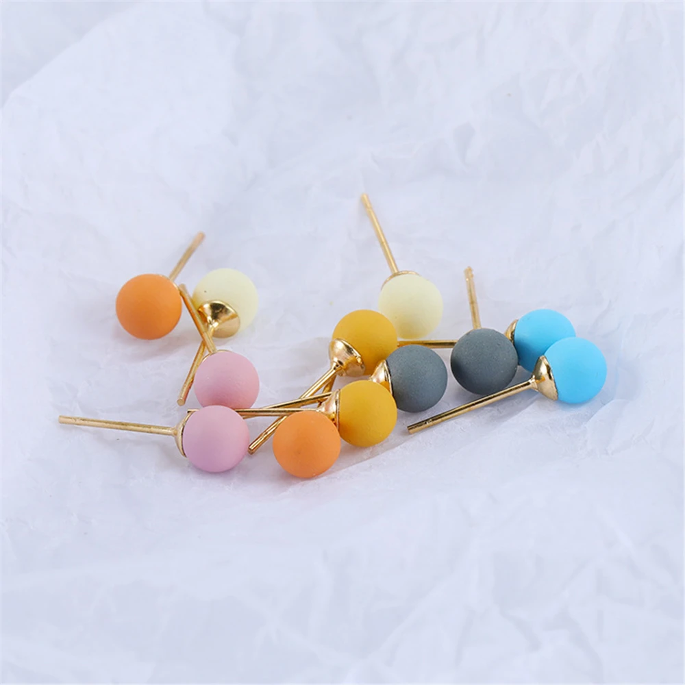 3 пары/карта корейская мода многоцветные шарики гвоздики карамельного цвета