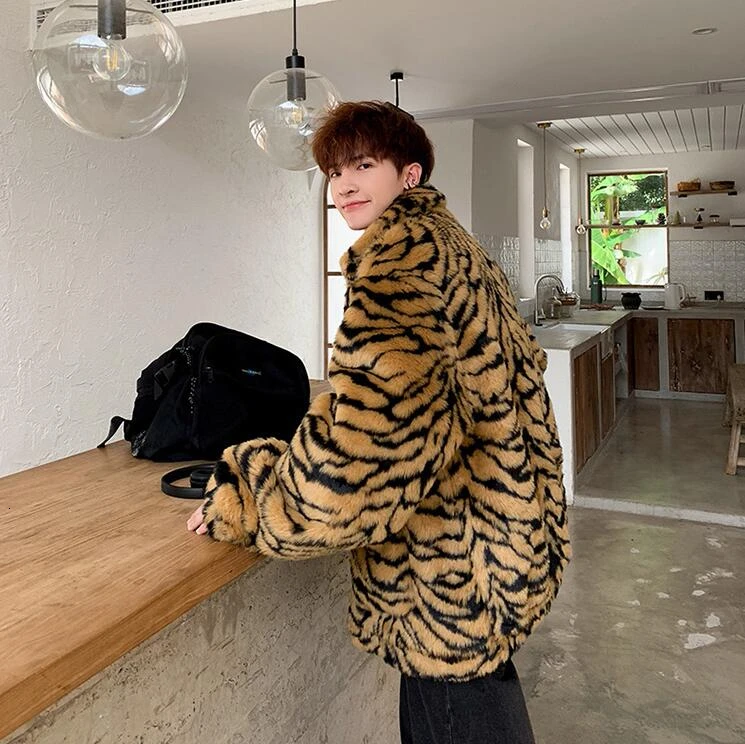 Мужская куртка-пальто-Тигр-искусственный
