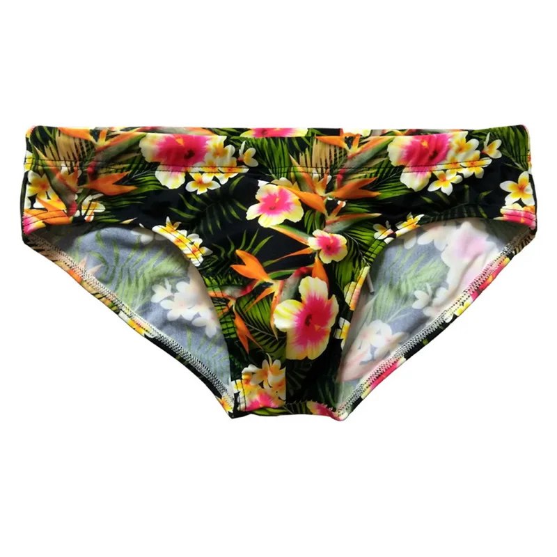 Mens Swim Trunks Floral Print Low Rise Beach Shorts Surffing Bathing Suits Beachwear Push Up Swimming Briefs For Men Swimwear |