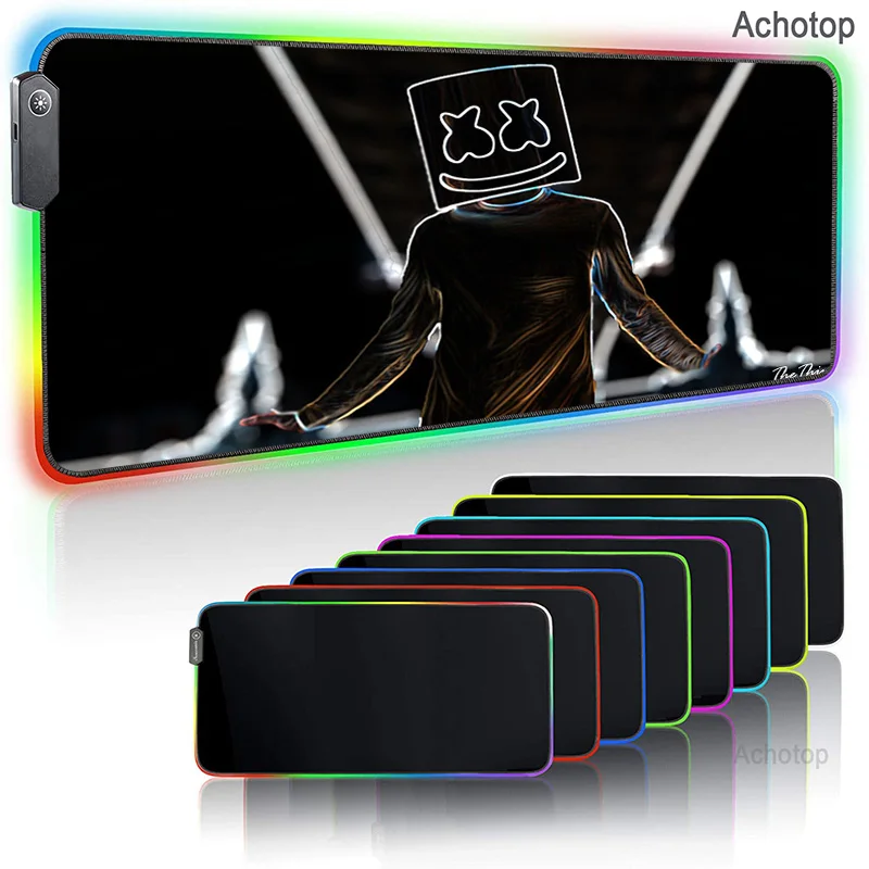 

Marshmello DJ Music RGB Mouse Pad Large Mouse Mat Big Computer Mousepad Led Backlight XXL Surface Mause Pad Keyboard Desk Mat