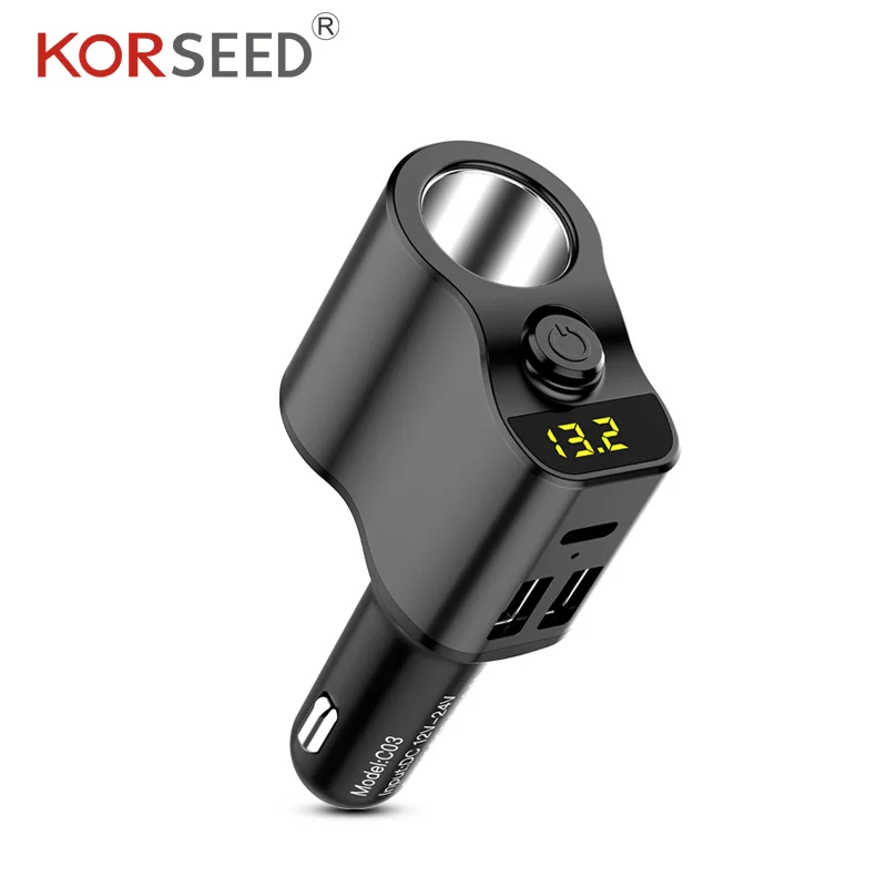 Автомобильное зарядное устройство KORSEED с двумя USB портами и цифровым дисплеем 5 В