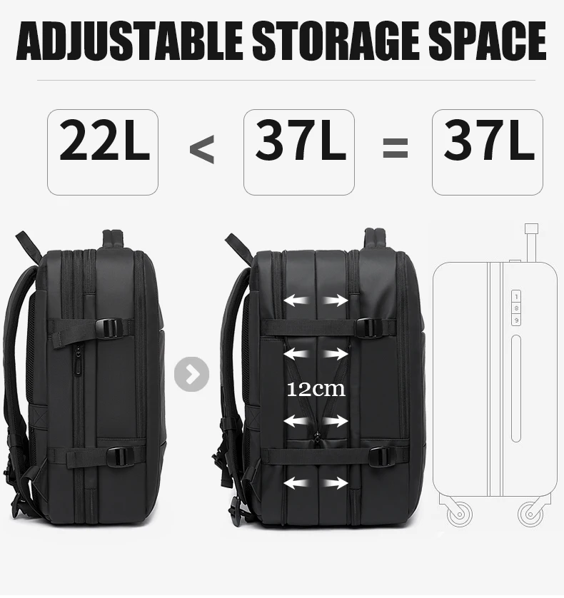 

Expandable Large Capacity Travel Backpack Men 15.6 inch Laptop Backpack Travel Flight Approved Weekender Bag for women