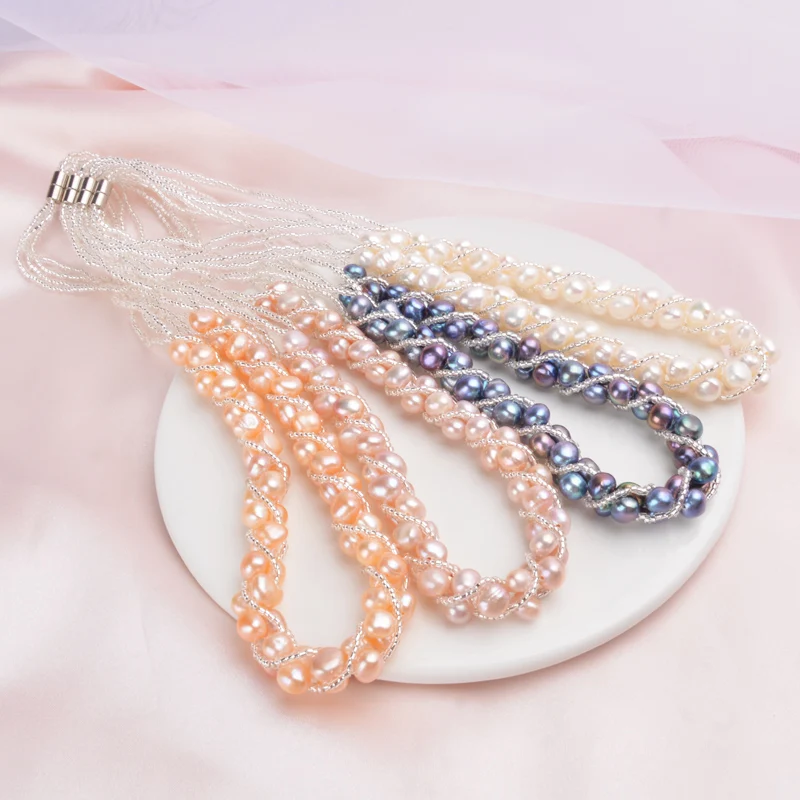 Женское Ожерелье с натуральным пресноводным жемчугом ASHIQI ювелирные украшения