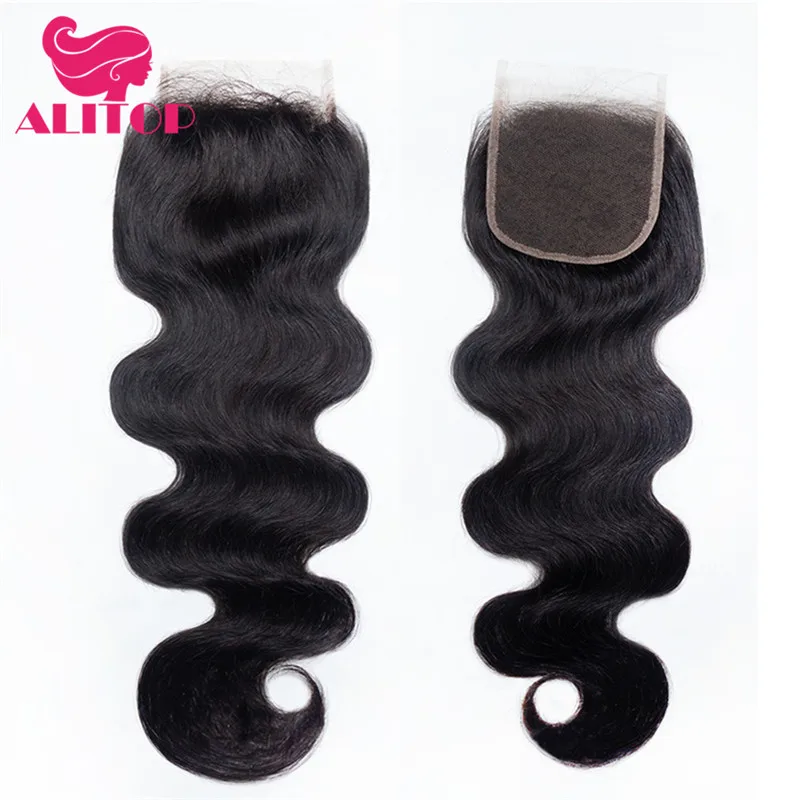 

ALIRULER 4x4 Body Wave Lace Closure Pre Plucked Indian Remy Hair Human Hair Swiss Lace Closures with Baby Hair for Black Women