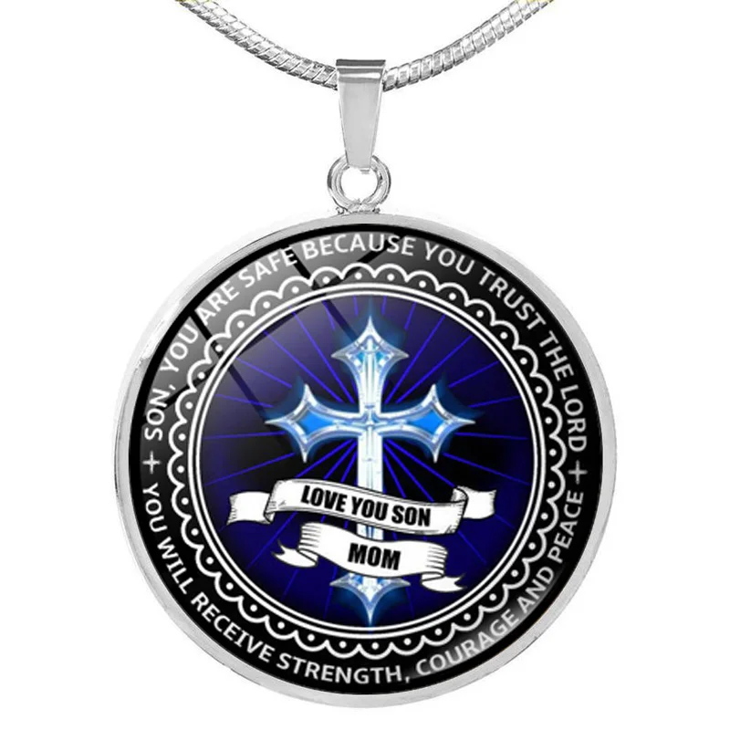 Вдохновляющее вера христианское ожерелье Любовь ты сын мама Цитата Ювелирные