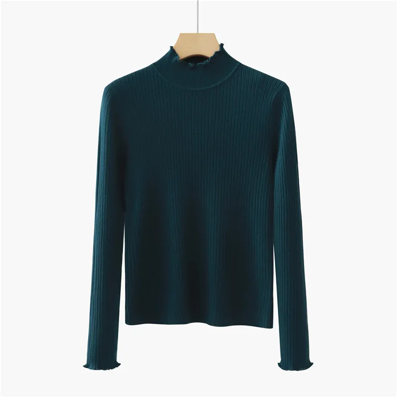 

2020 New Half Turtleneck Sweater Women's Fashion Autumn Winter Version Of Long Sleeve Slim Solid Color Knit Bottoming Shirt