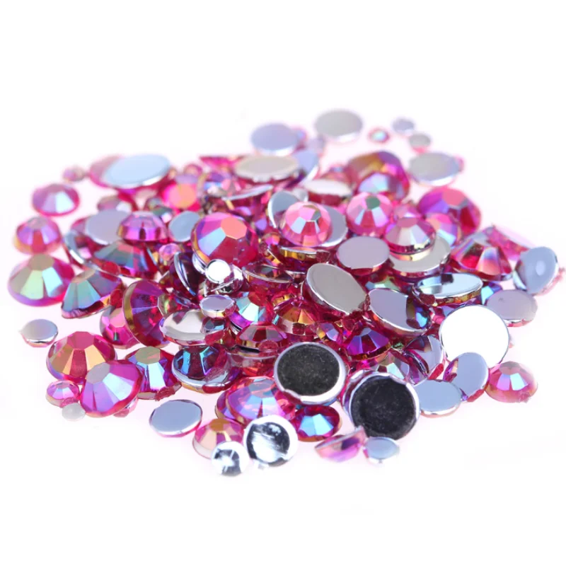 

Multi-color AB Rhinestone Top Quality round Non Hotfix Flatback Acrylic Rhinestones For clothing DIY Nail Art Decorations