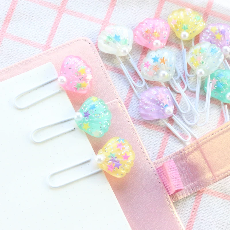 Domikee милые Креативные kawaii в виде ракушки офисные школьные скрепки набор закладок