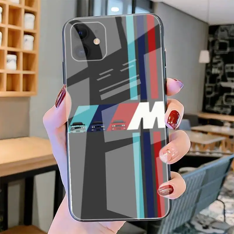 

Bmw Blue Red Sport Car Phone Cases Tempered Glass For Iphone6plus 6S 7 7plus 8 X XS XSmax XR 11 12 Pro Max 12mini