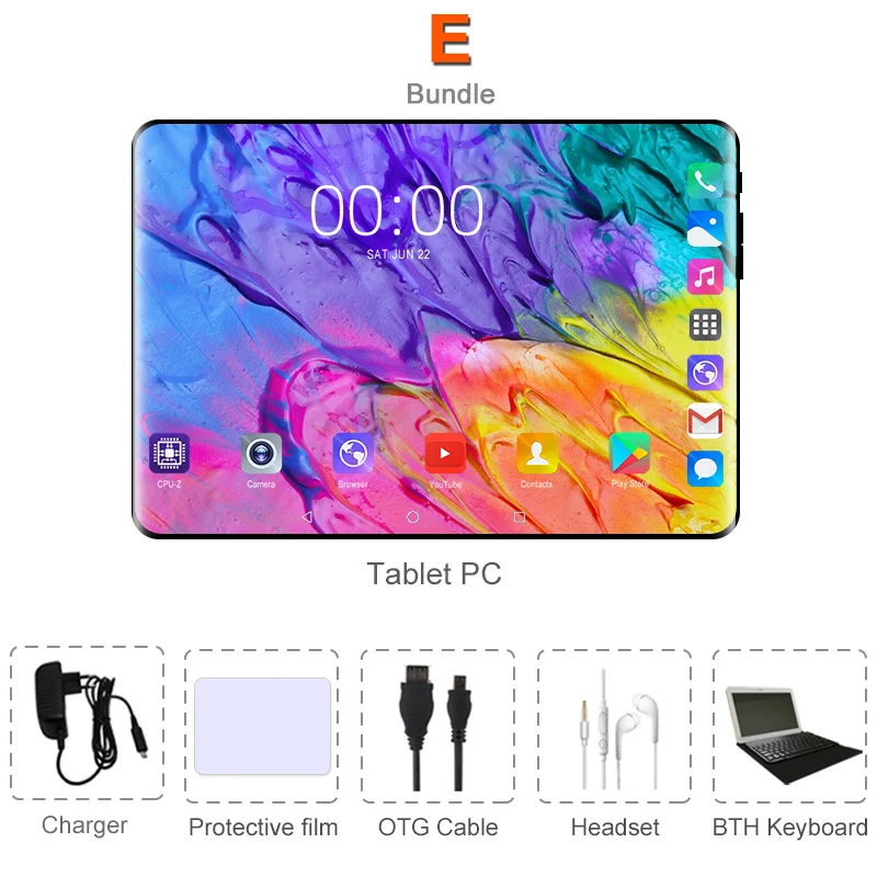 Комплект 5 Планшеты 10,1 дюймов Android 8,0 Octa Core 6 ГБ Оперативная память 64 Гб Встроенная память 3g 4 аппарат не привязан к оператору сотовой связи 1280*800 ips 5.0MP сим-карты ips стекло для ПК, планшета Экран 10 - Комплект: Комплект 5