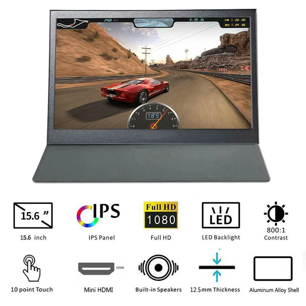 15.6 Touch-Leather 15,6 дюймов 1080P HD ips портативный монитор USB power(5 V) 2 Mini HDMI вход для Raspberry Pi 3 B 2B сенсорный экран с кожаным чехлом - Цвет: 15.6 Touch-Leather