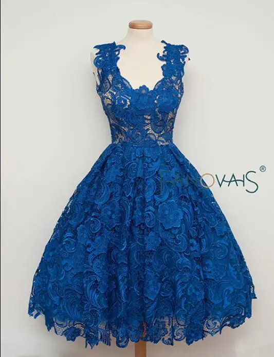 Vestido De Novia Robe de Mariage Короткие свадебные платья длиной до середины икры милые свадебные платья с поясами кружевные свадебные платья - Цвет: Синий