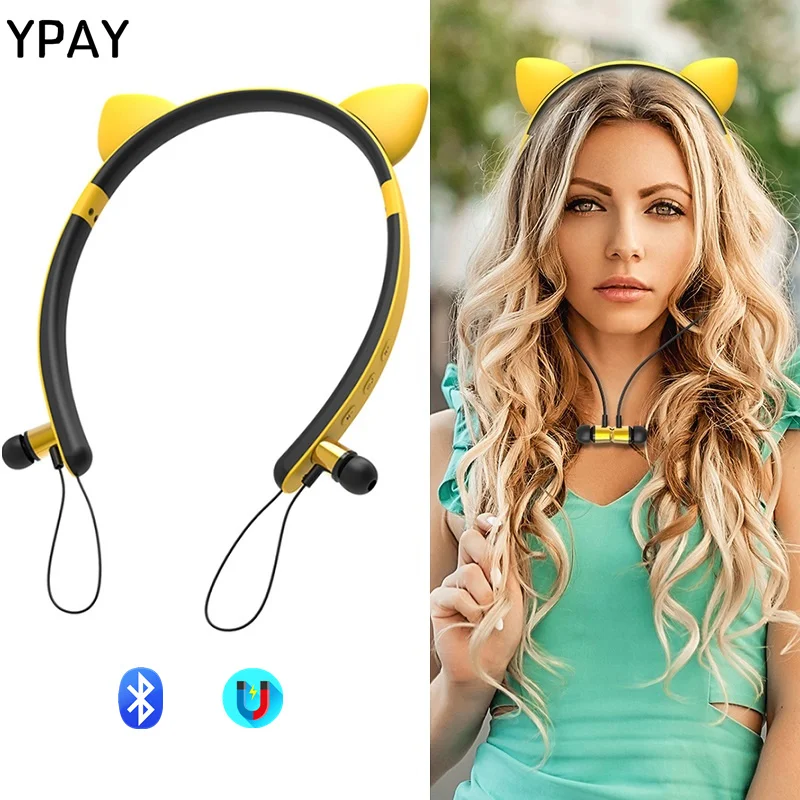 YPAY ZW29 модные наушники с кошачьими ушками беспроводные Bluetooth милым оленем