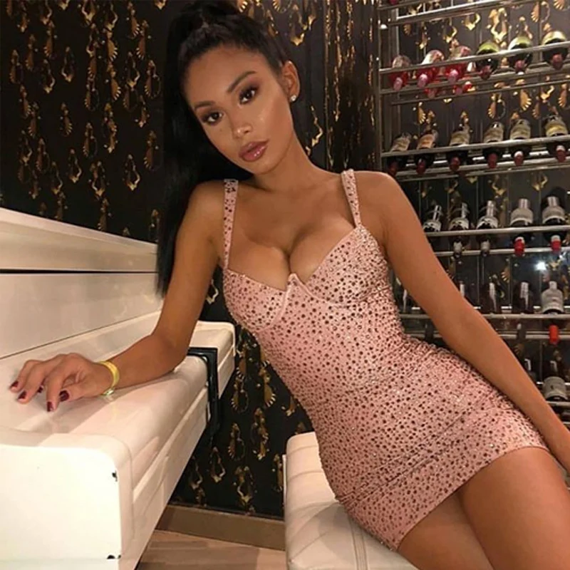 Tobinoone элегантное вечернее платье с блестками vestidos Verano летнее сексуальное платье с глубоким v-образным вырезом без рукавов для ночного клуба женское платье