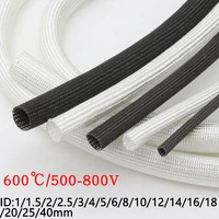 whiteblack id 1mm 40 mm fiberglass tube 600 deg c high temperature chemical glass fiber braided sleeve wire pipe protector