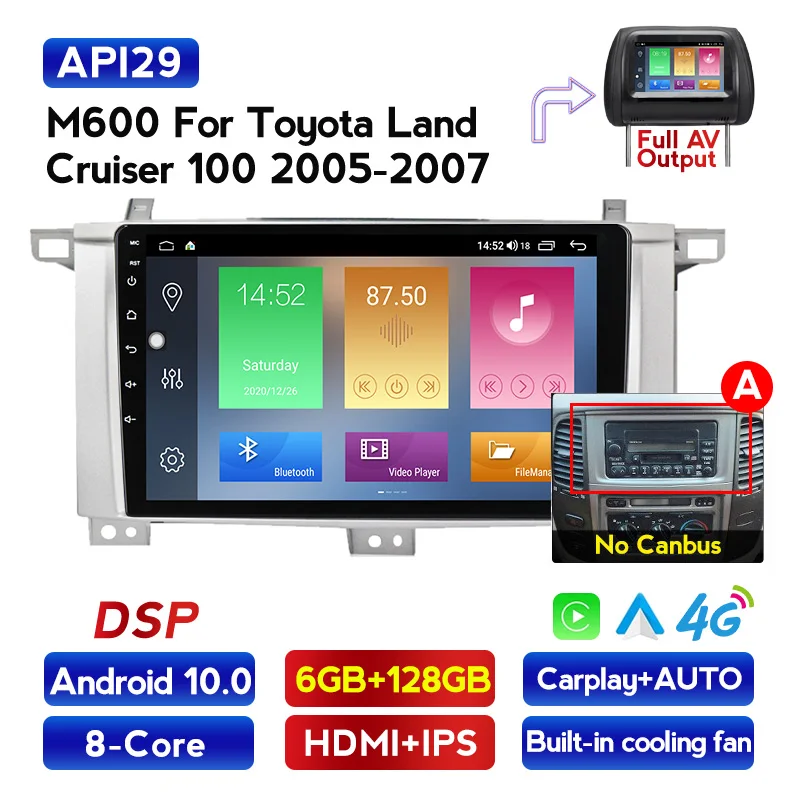 Автомагнитола NaviFly 4G Lte 8 ядер Android 10 0 для Toyota Land cruiser 100 2005-2007 встроенный GPS