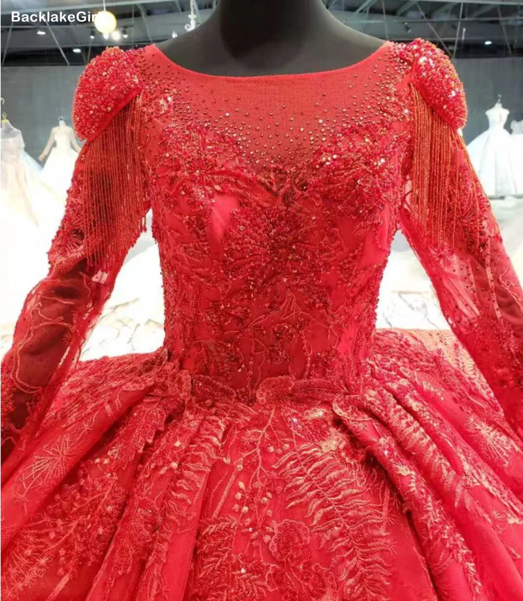 Красное Бальное Платье Свадебное платье 2020 бисероплетение кисточка длинный