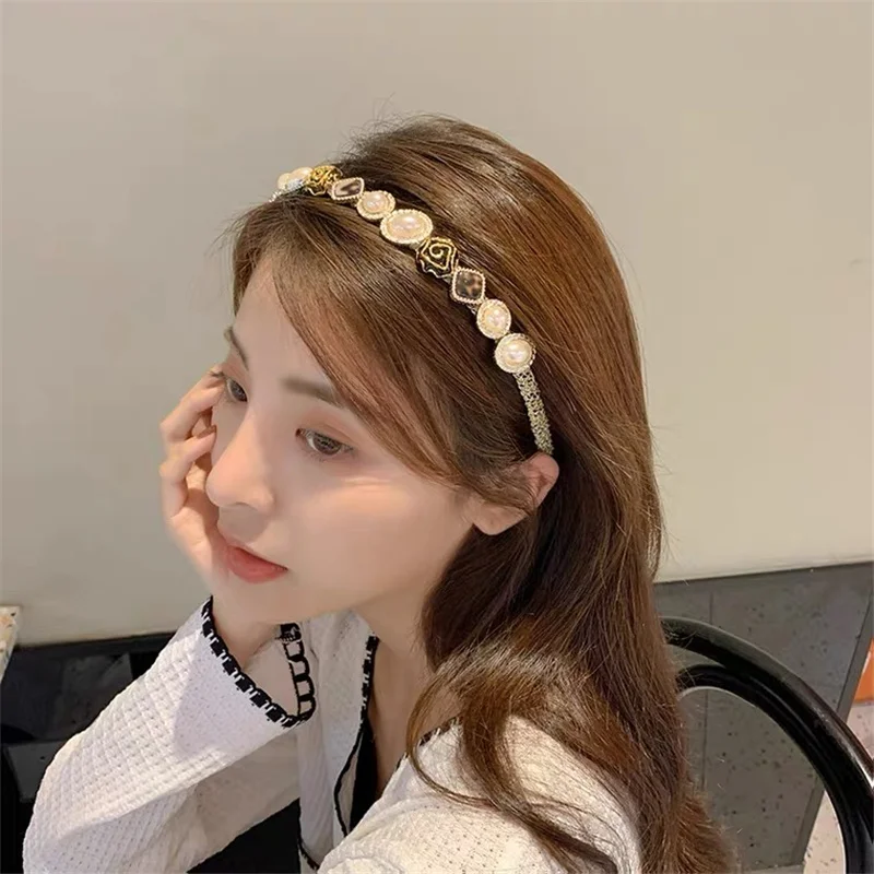 Элегантные женские жемчуг повязка на голову в стиле барокко повязки для волос