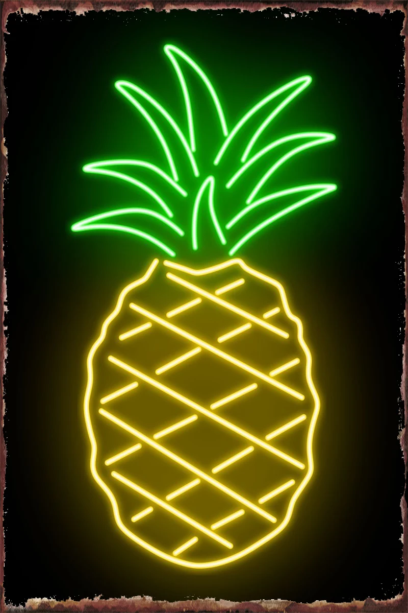 

Pineapple Neon Sign Retro Vintage Metal Sign Tin Sign Tin Plates Wall Decor Room Decoration For Art Cafe Pub Home Club Man Cave