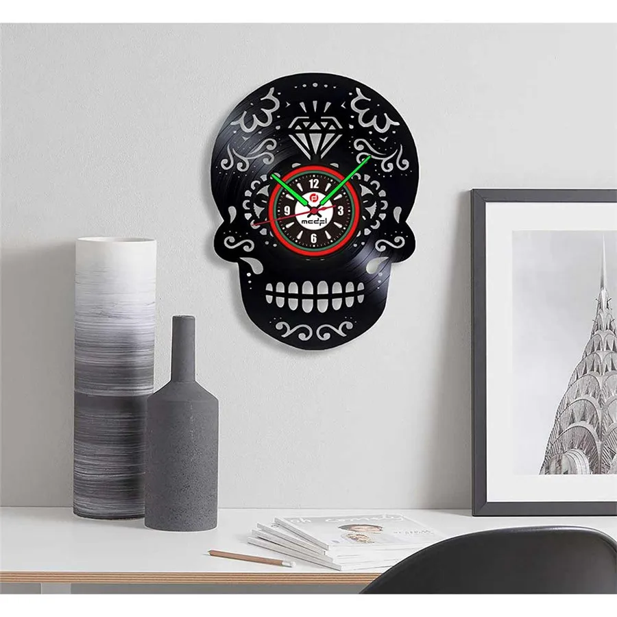 Домашний Декор череп современный дизайн 3D Виниловые бесшумные настенные часы