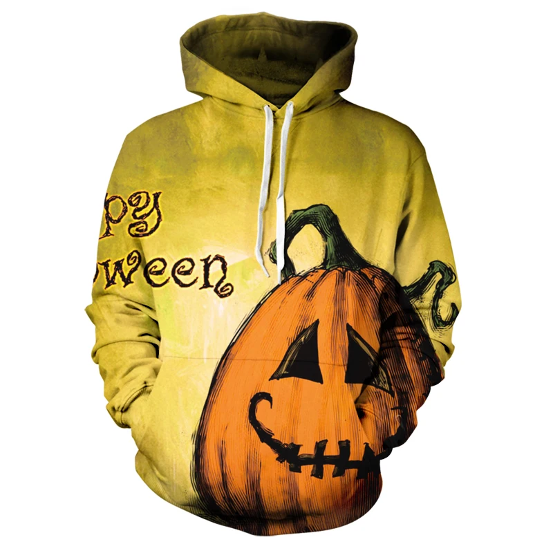 

2020 new halloween 3d printing movie casual hoodie halloween pumpkin lantern men's hooded jacket