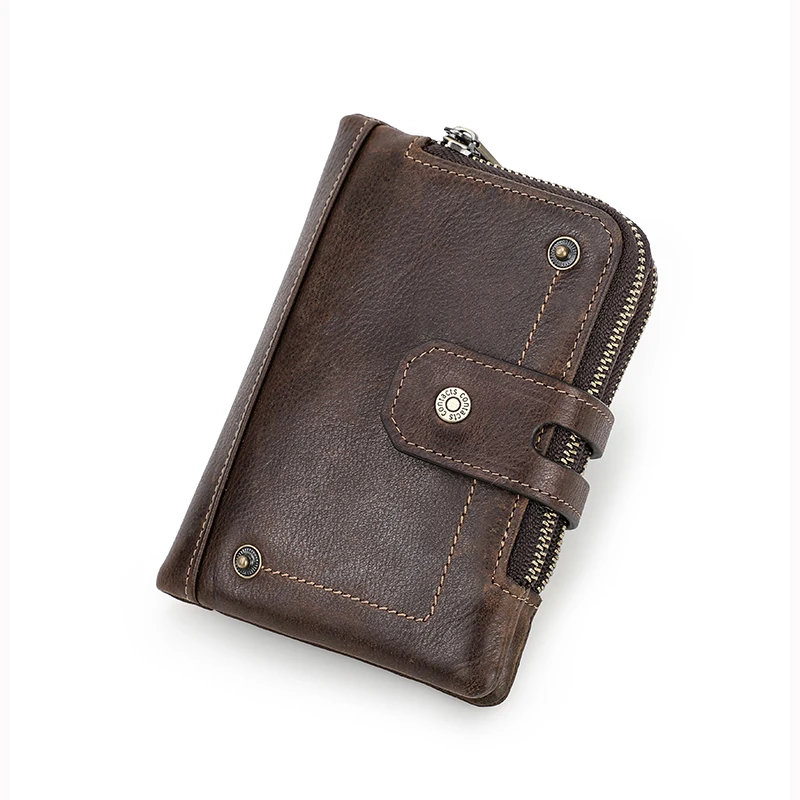 

Men Wallet Short Vintage Genuine Leather Male Bifold Wallets Hasp Zipper Credit Card Holder Coin Pocket Mens Purses