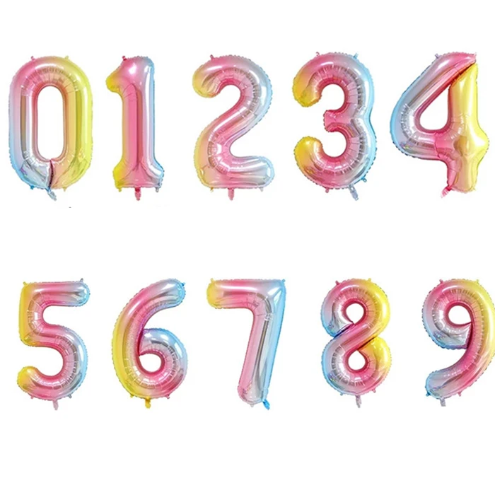 Gradient 40 дюймов шар с цифрами 1, 2, 3, 4, 5 цифр гелиевые шары из фольги для детского душа 1 день рождения, вечеринки, свадьбы, декоративные шары, принадлежности - Цвет: Gradient