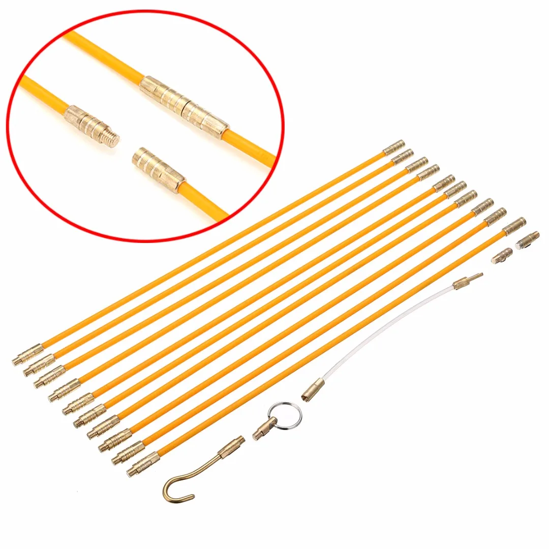 

10pcs/set New Fiberglass Cable Running Rods Kit Electrical Wire Coaxial Wall Tool Electrical Wire Cable Pulling