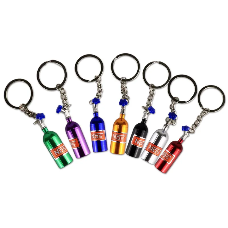 

Car Key Ring NOS Nitrous Oxide Bottle Style Keychain Aluminum Alloy Decoration Keyring Key Chain Automobile Accessories