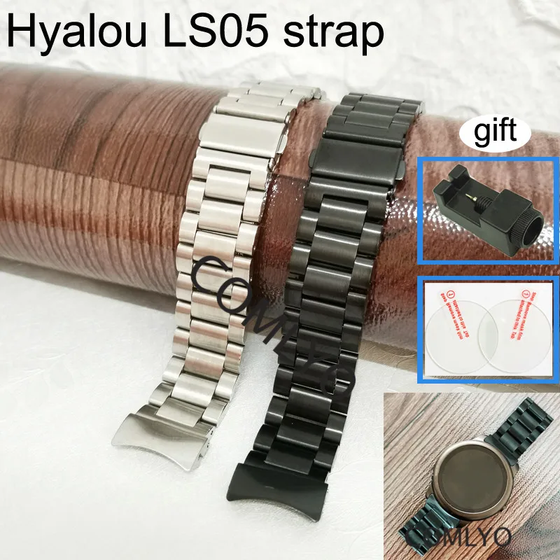 

For haylou ls05 watch strap Band Metal Quick Release Stainless Steel Straps bracelet with haylou solar screen protector film