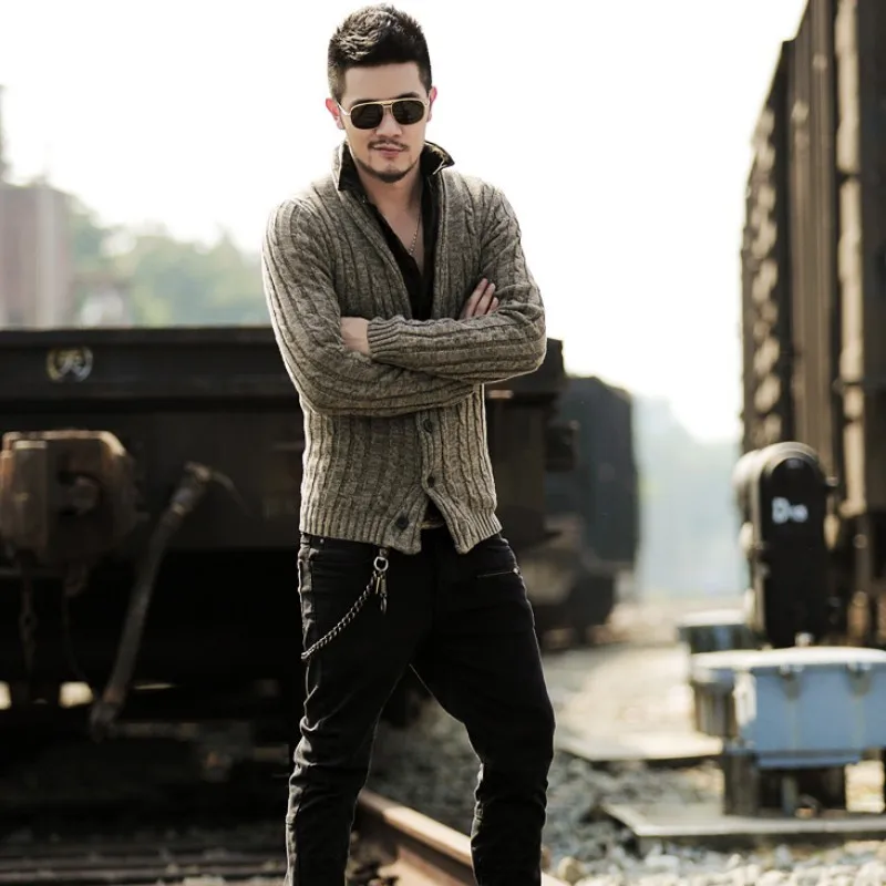 

Mens Spring Slim Fit Knitwear Sweater Cardigan Casual Single Breasted Knitted Outwear Coat Streetwear Sueter Hombre Cardigans
