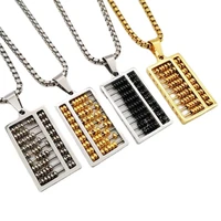 creative traditional abacus necklace pendant stainless steel beads ancient chinese counting frame necklaces jewelry