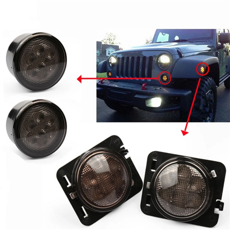 

LED Front Turn Signal Light for Jeep Wrangler JK 2007-2016 Yellow Amber Light Fender Side Light Combo Lens for Jeep Wrangler