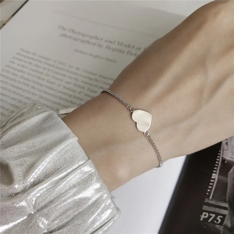 RUIYI Real 925 Sterling Silver Korean Style Fashion Bracelets Lovers Heart Chain Best Gifts Women Fine Jewelry Niche | Украшения и