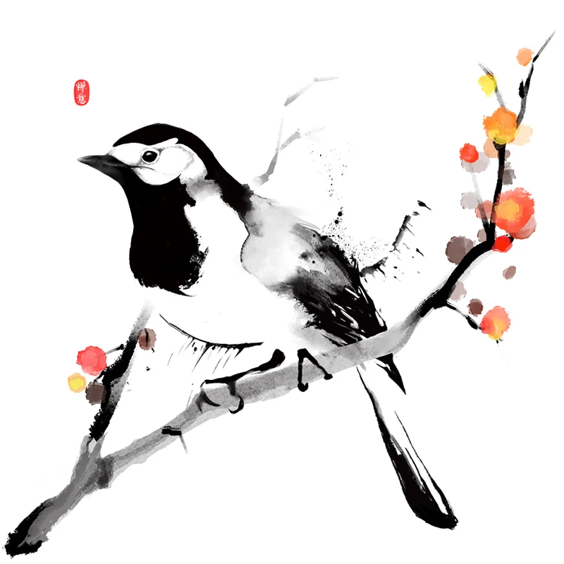 

Chinese Style Flowers Bird Wall Stickers Teenager Living Room Bedroom Decoration Aesthetic Wallpaper Home Office Decor Retro Art