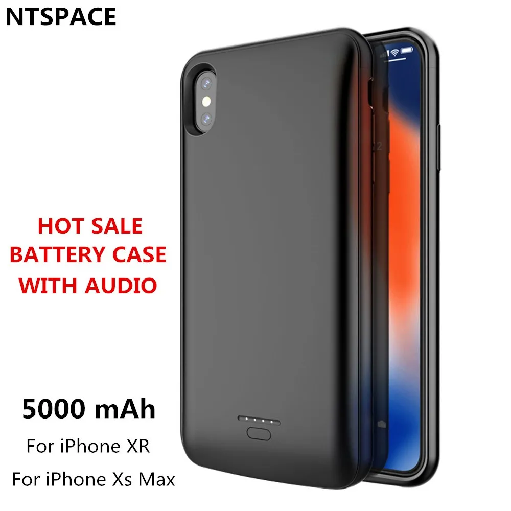 

5000mAh For iPhone XS Max Backup Battery Charger Case Portable Power Bank Case For iPhone XR Battery Case Support Audio