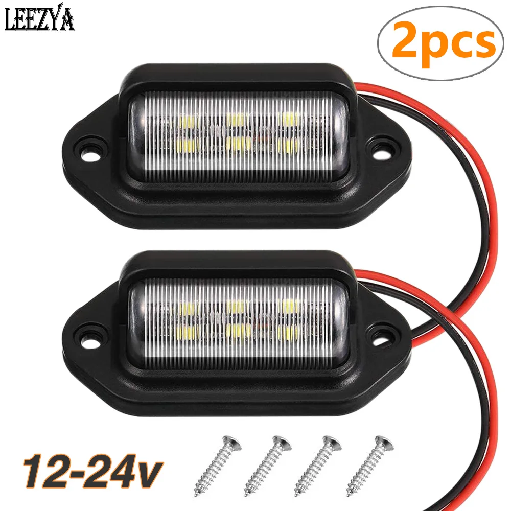 

2X 6 LED License Number Plate Lights Taillight Cargo Trunk Courtesy Tag Step Lamp Bulbs White Car Truck SUV RV Trailer Van Boat