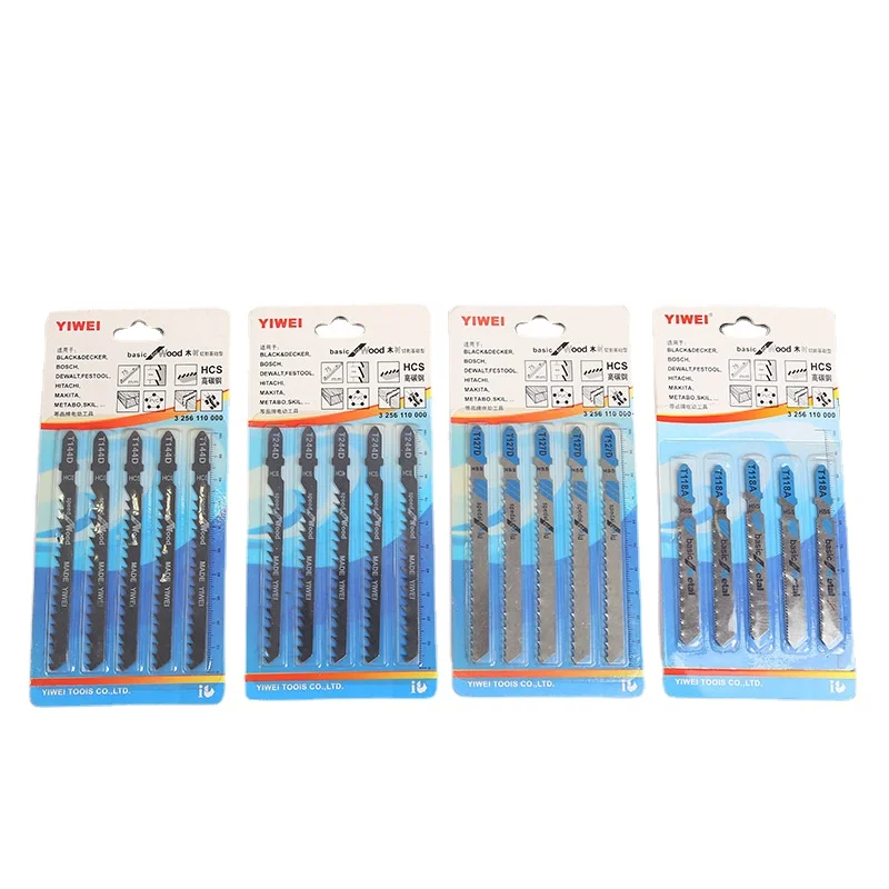 

T Shank Saw Blade 5pcs T118A T127D T144D T244D High Carbon Steel Jig Saw Blade for Wood/Metal Cutting