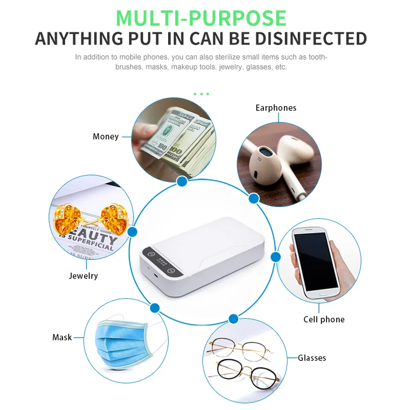 Портативный УФ стерилизатор устройство для быстрой дезинфекции телефонов с