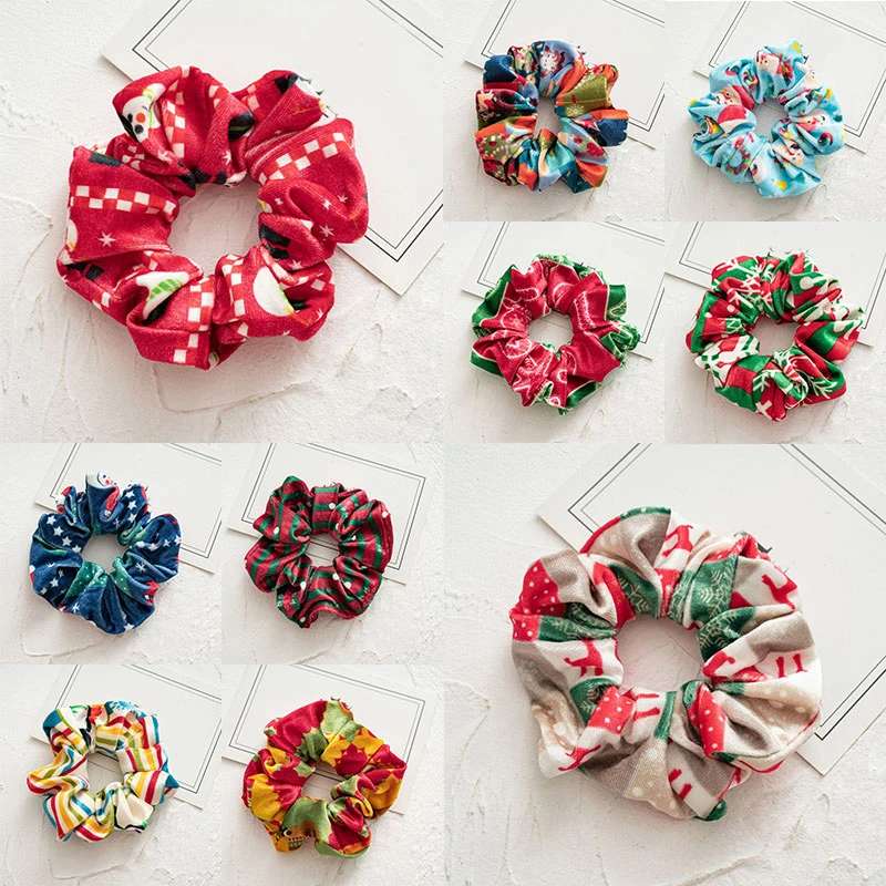 2020 бархатные резинки для волос с принтом крестины эластичные женщин и девочек