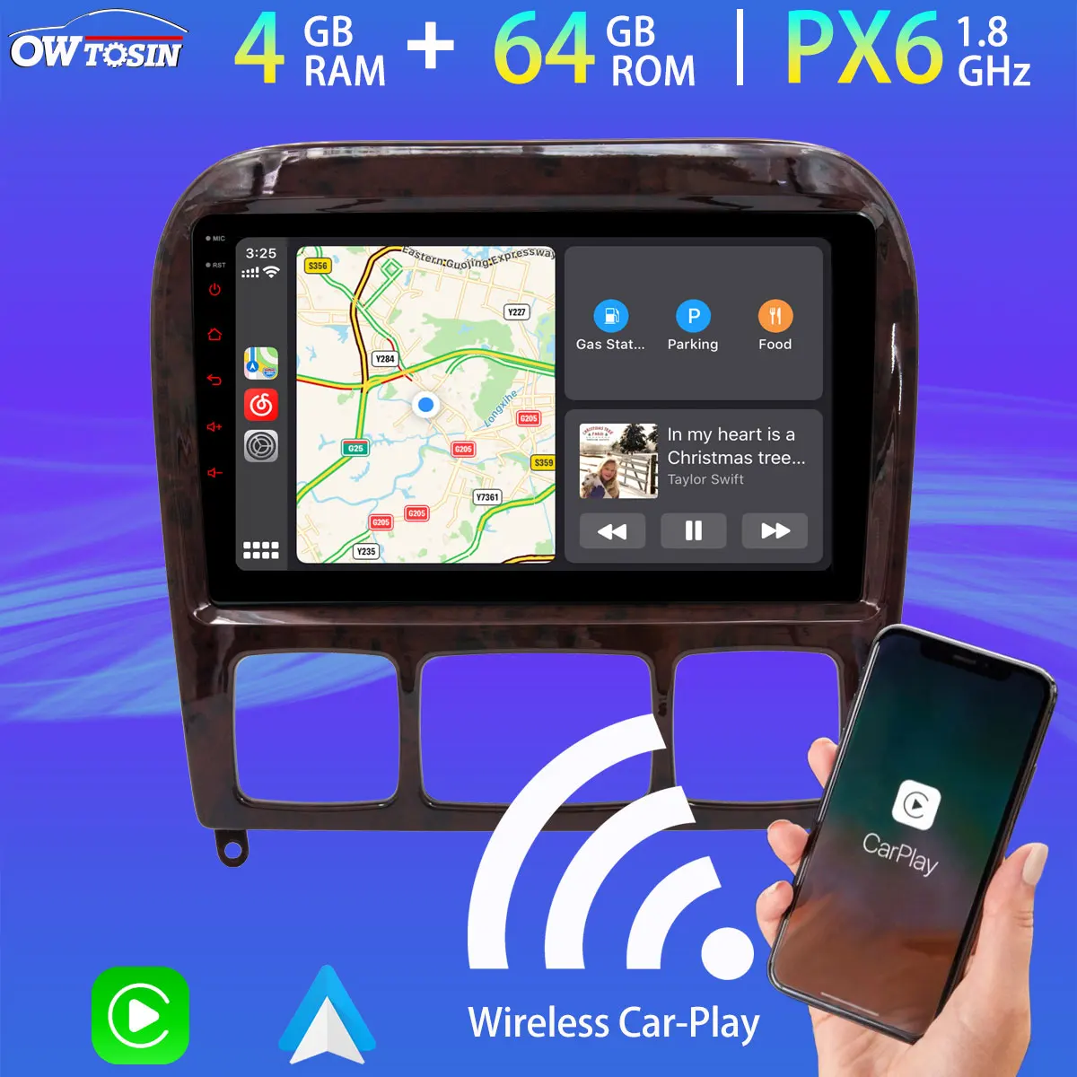 PX6 4G + 64G Android 10 GPS навигация Беспроводная Автомагнитола автомобильный
