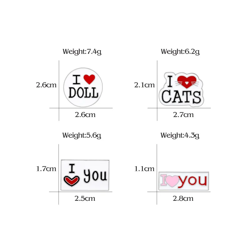 Мультфильм буквенный лозунг эмаль на булавке милый прекрасный знак с надписью I