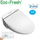 Умное сиденье для унитаза Ecofresh, удлиняющаяся крышка электрического биде, с подогревом, со светодиодной подсветкой, интегрированное, для детей