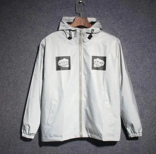 Zogaa 2019 Spring/autumn Men Windbreaker Reflective Jacket Casual Hip Hop Jackets and Coats with Funny Logos Designed Streetwear |
