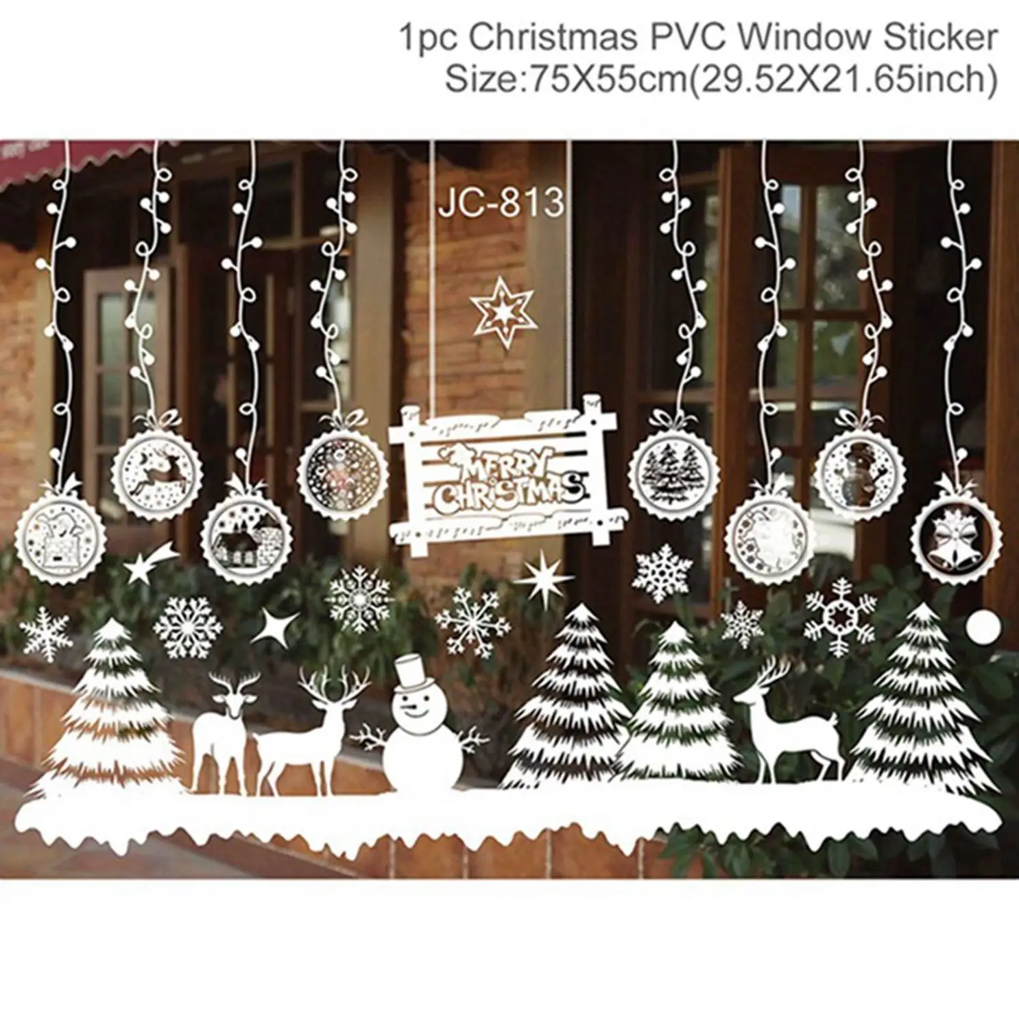 Window Sticker F Рождественская гирлянда, наклейки на окна, настенные рождественские украшения для дома, Рождественский Декор, Санта Клаус, счастливый год - Цвет: Window Sticker F