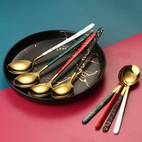 1pc stainless steel spoon creative cute ice cream spoon stirring coffee spoon gilded tableware for bars coffee shops families